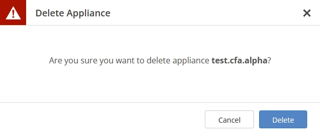 Delete appliance confirmation