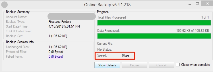 Backup speed