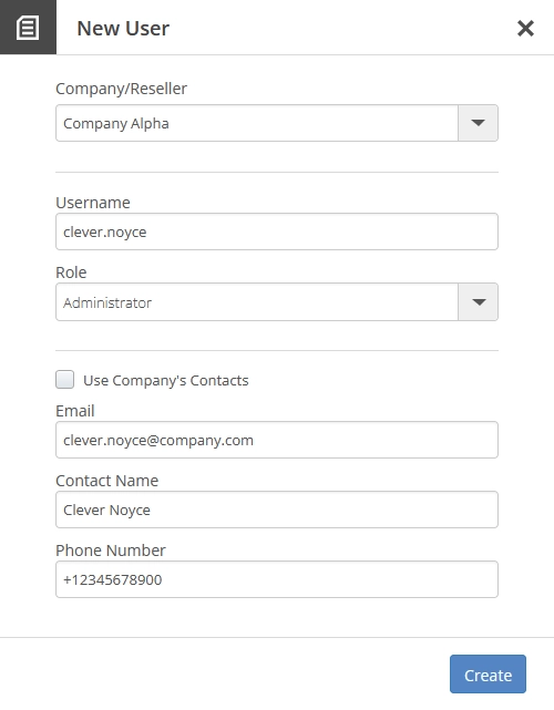 Create user account view