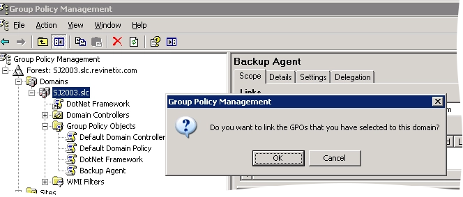 Group policy object link confirmation