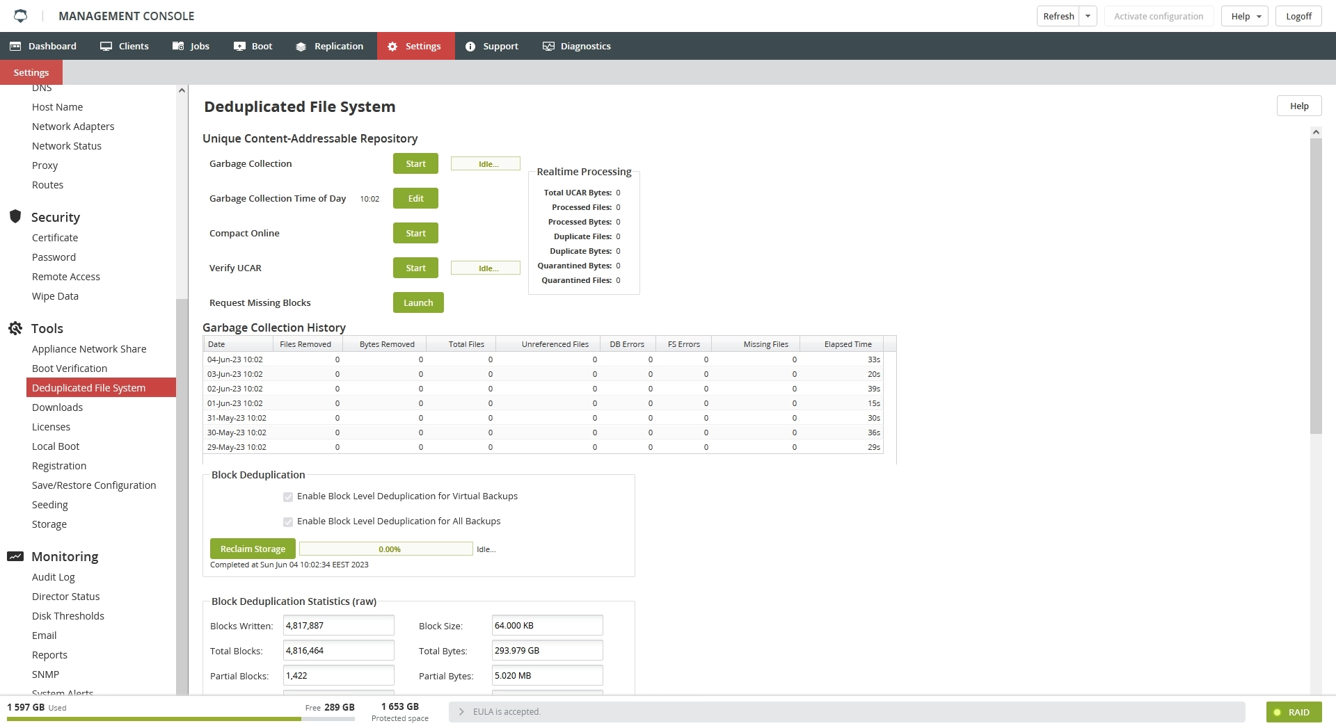 Deduplicated File System section