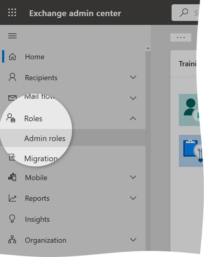 Admin roles menu item