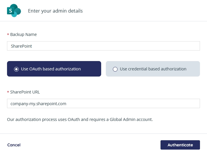 Backup task authorization