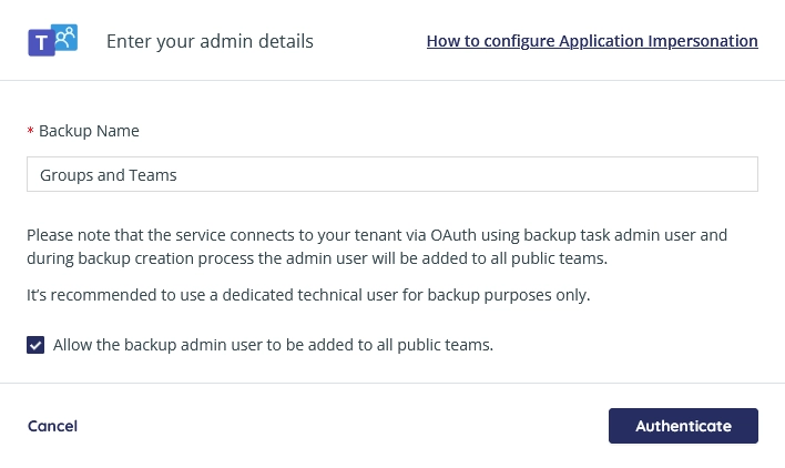 Backup task authorization