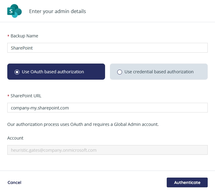Backup task authorization