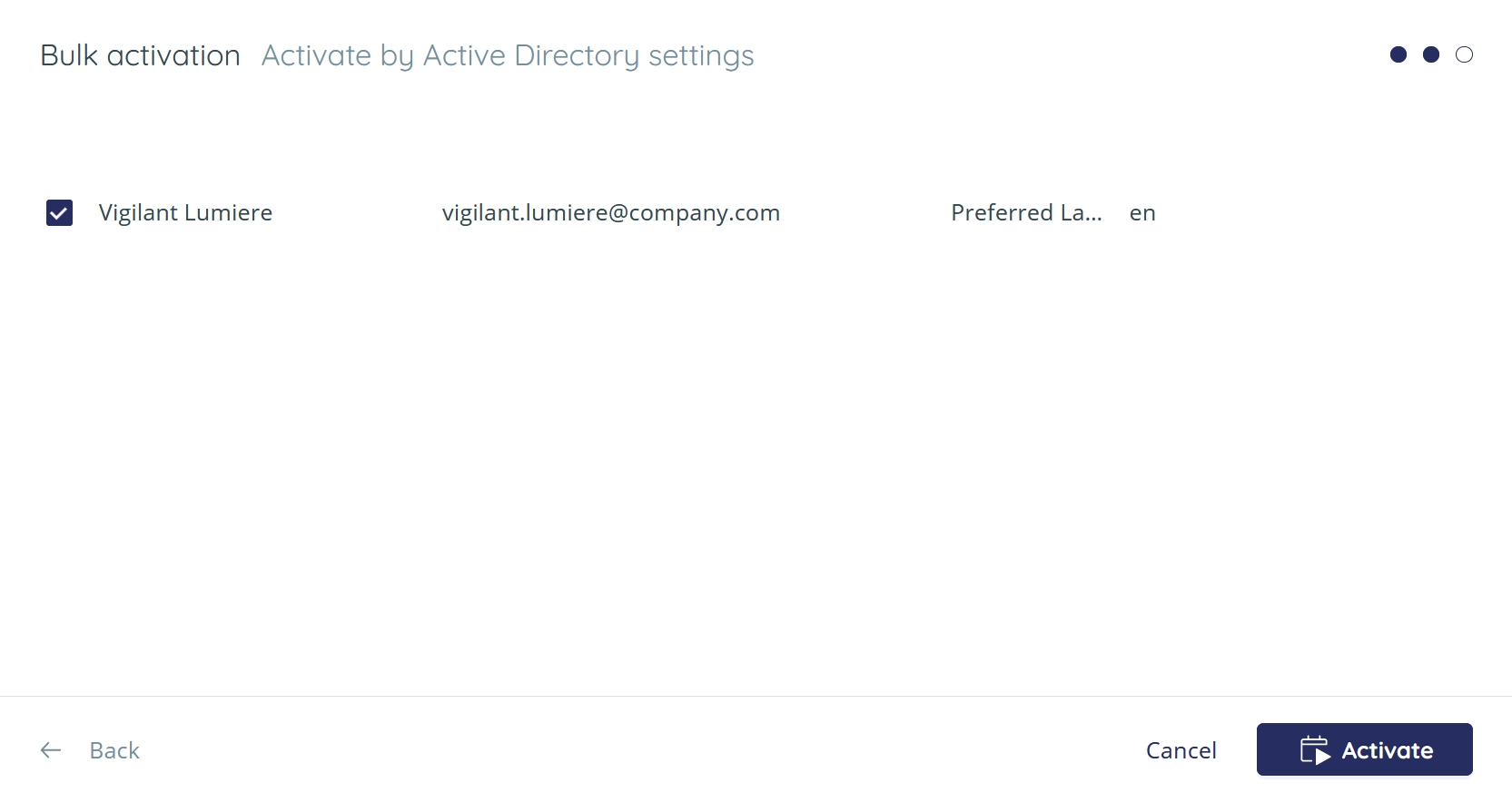 Account selection