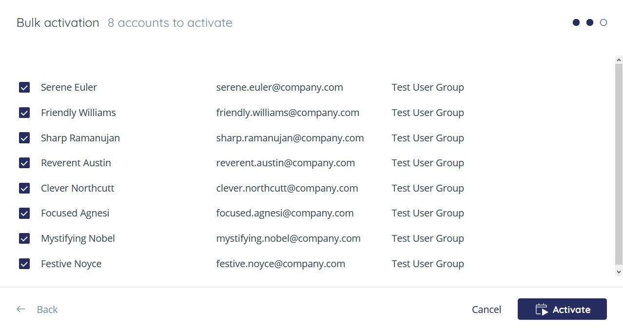 Account selection