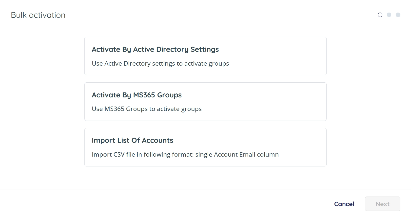 Bulk activation method