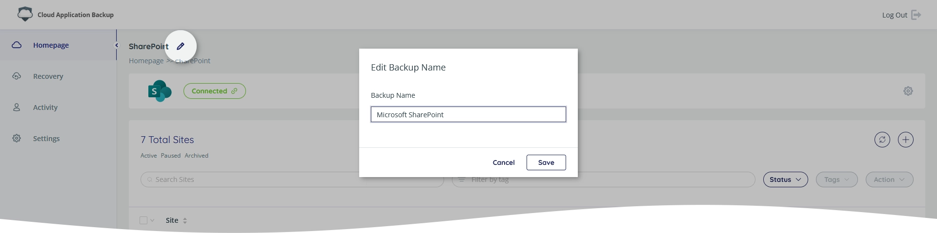 Change backup task name