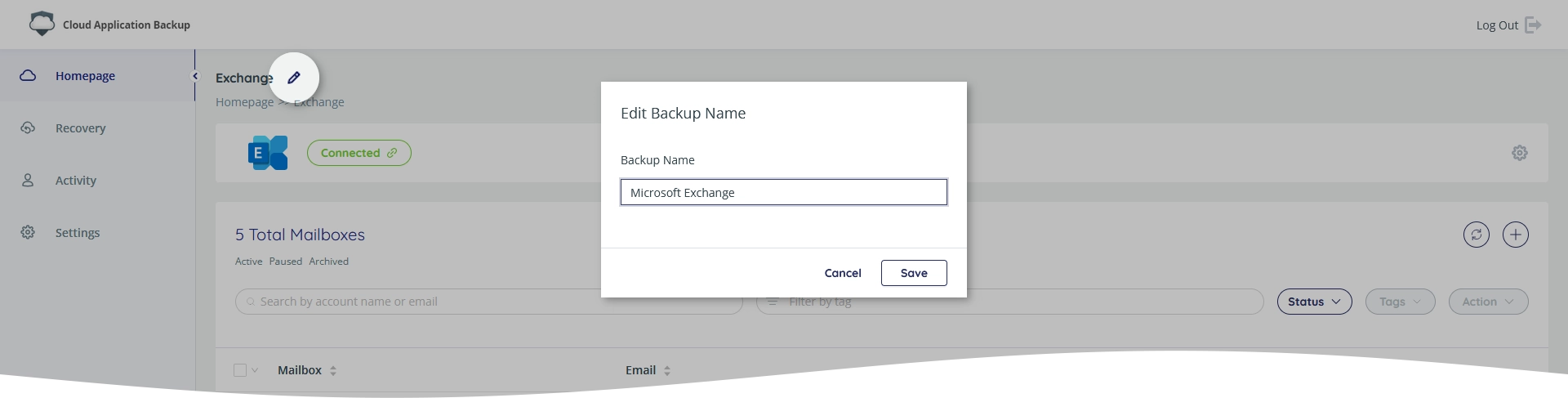 Change backup task name