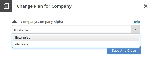 Change plan dialog