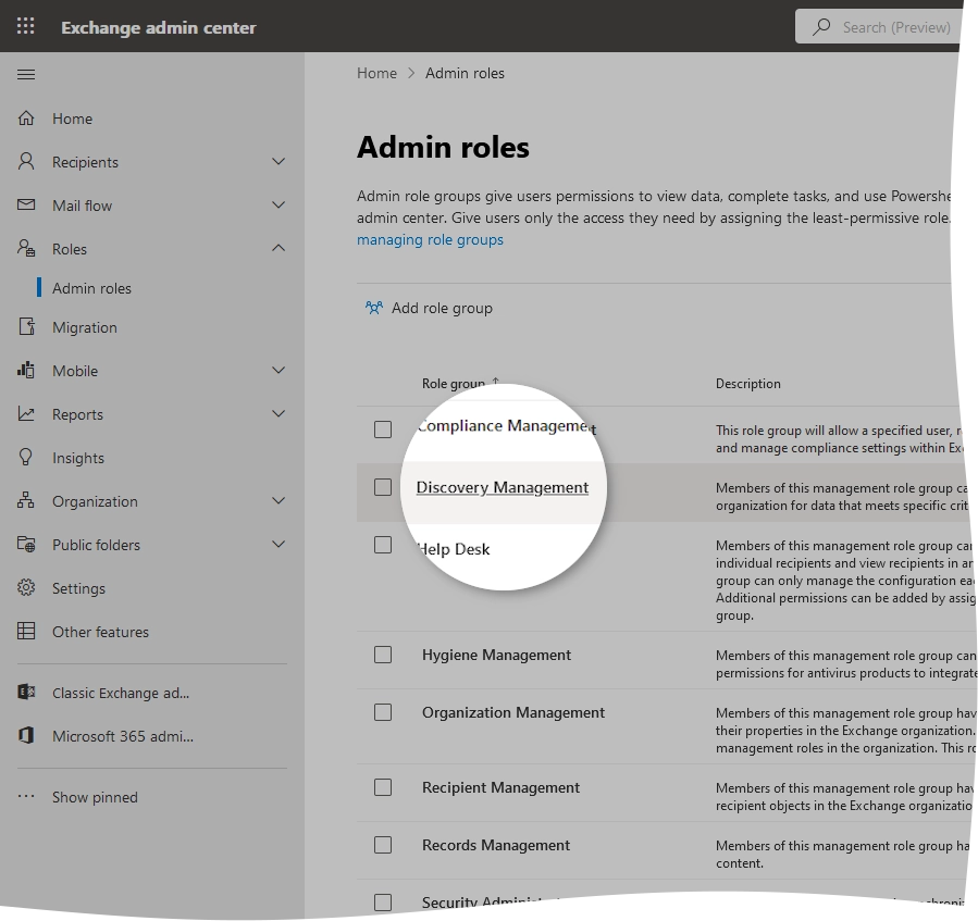 Discovery Management list item