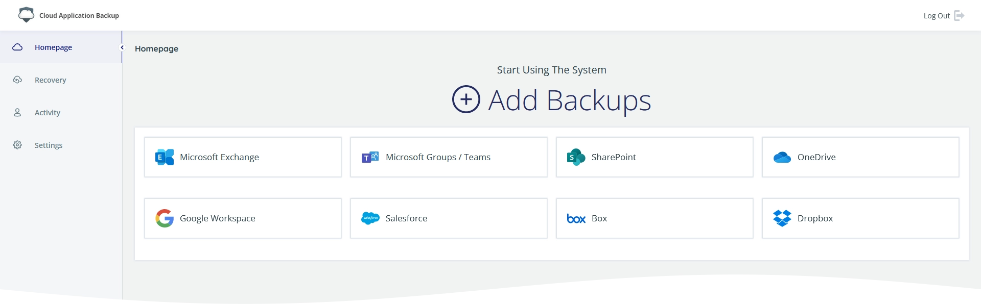 Cloud Application Backup Management Portal
