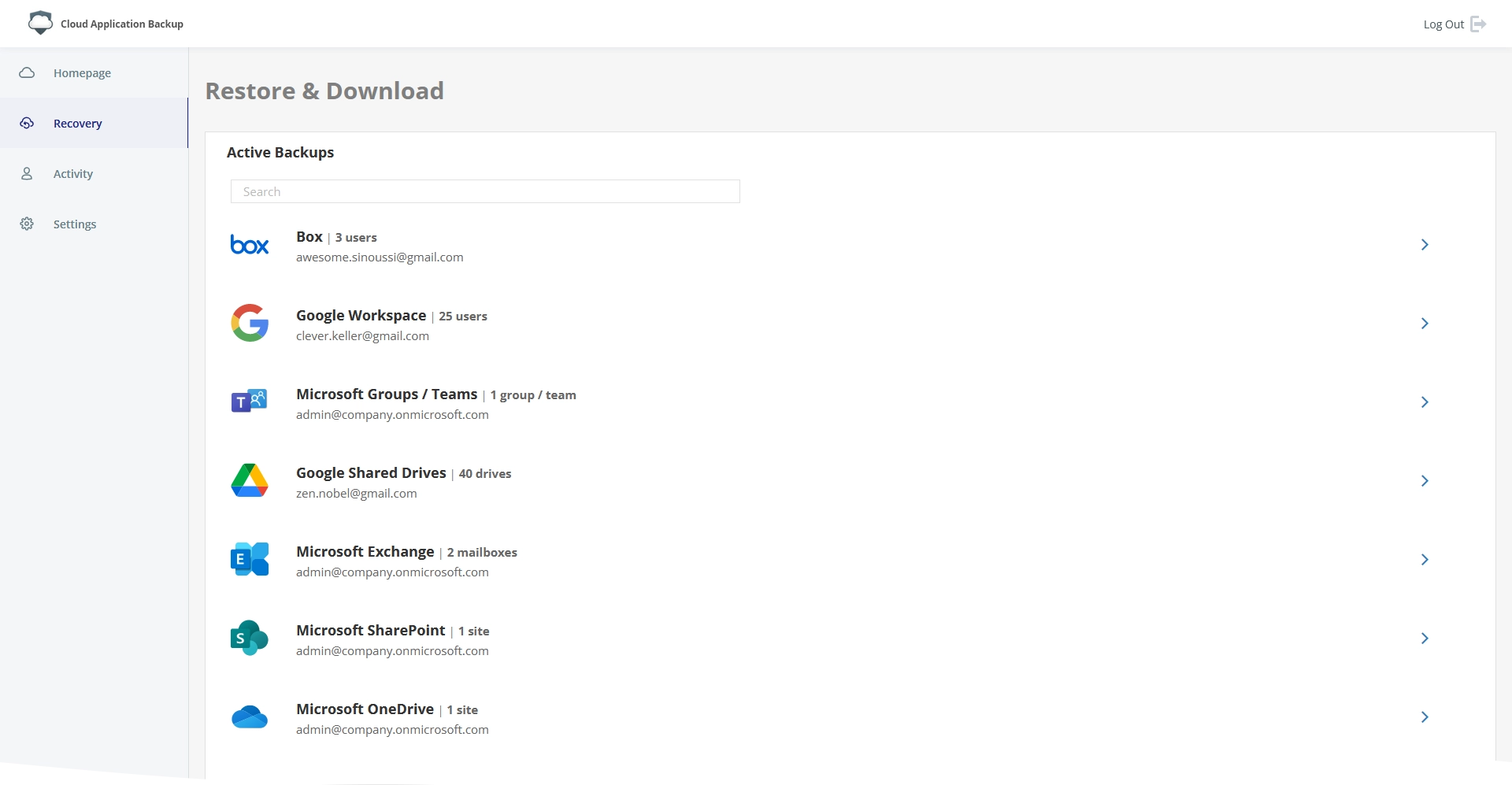 Restore and export data