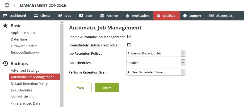 Immediately delete erred jobs