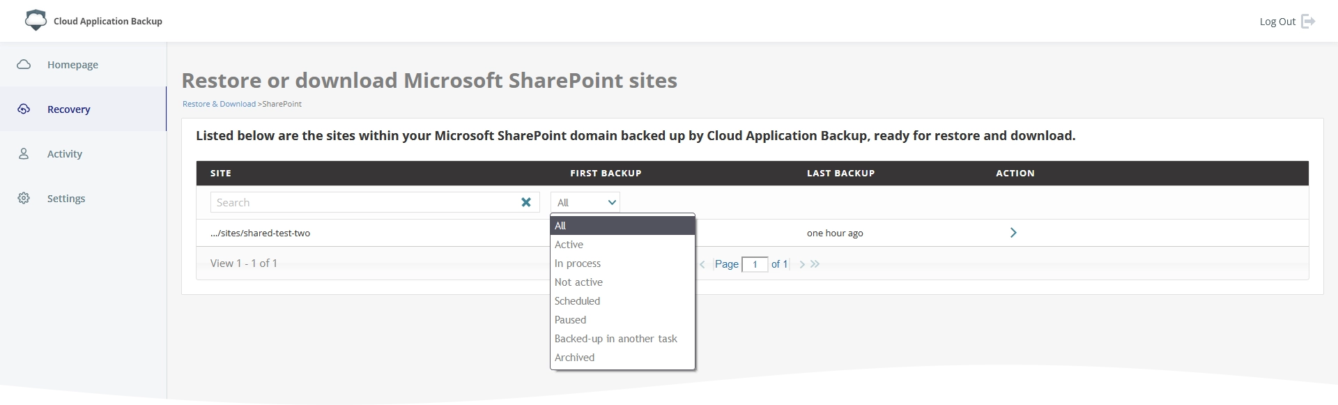 Site filtering