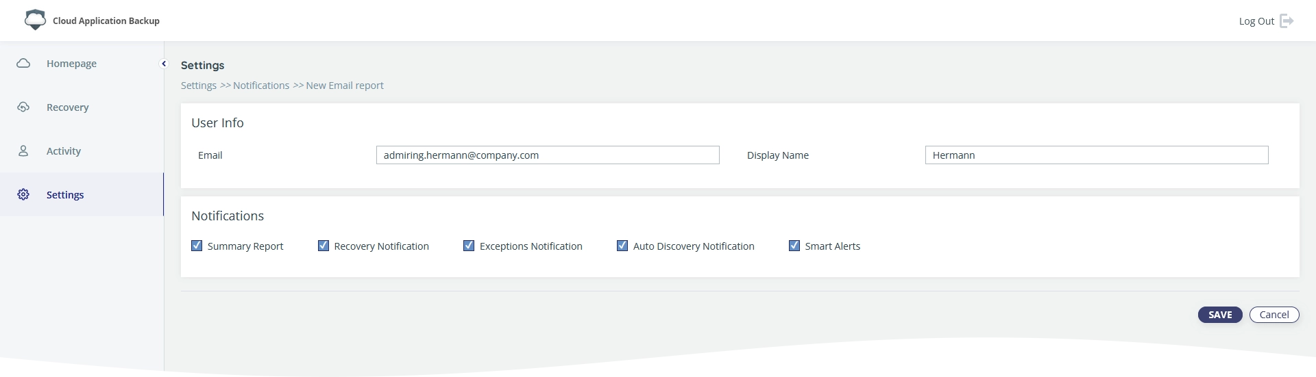 Recipient settings