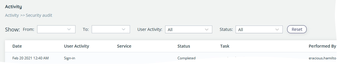 Filter security events