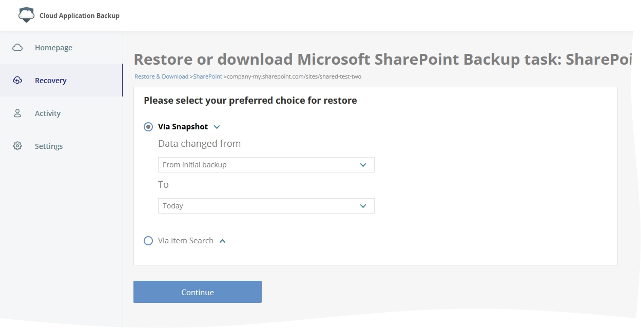 Snapshot restore