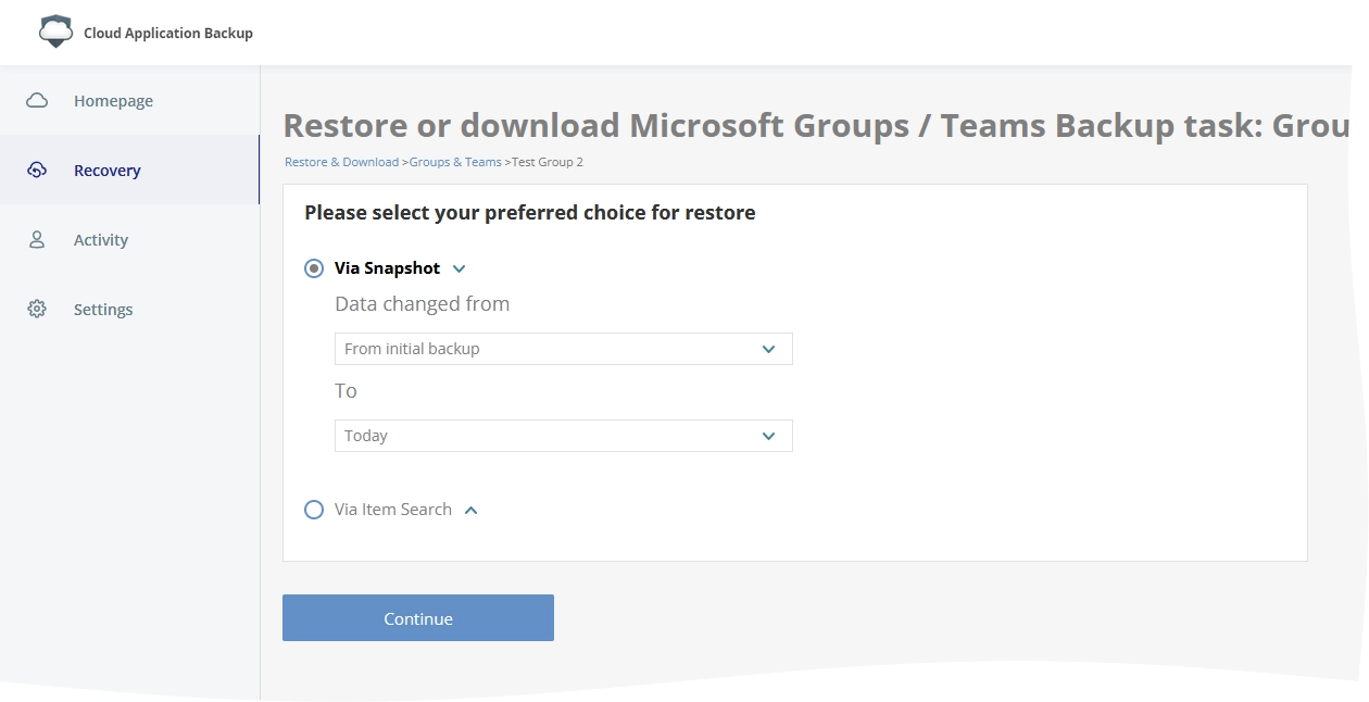 Snapshot restore
