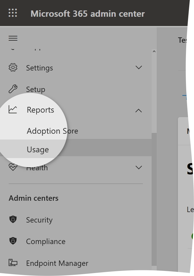 Usage reports menu item