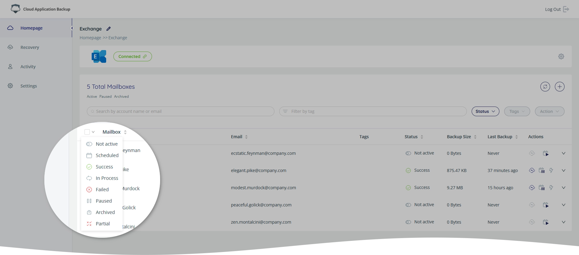 Batch account selection