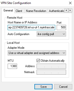 Host name or IP address