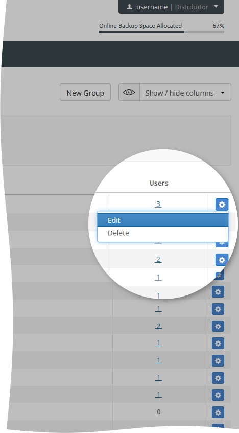 Edit user group action