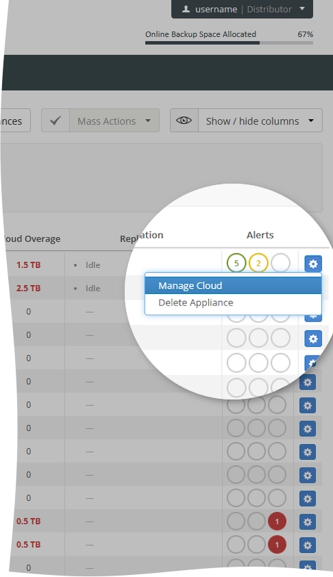 Manage secondary appliance action