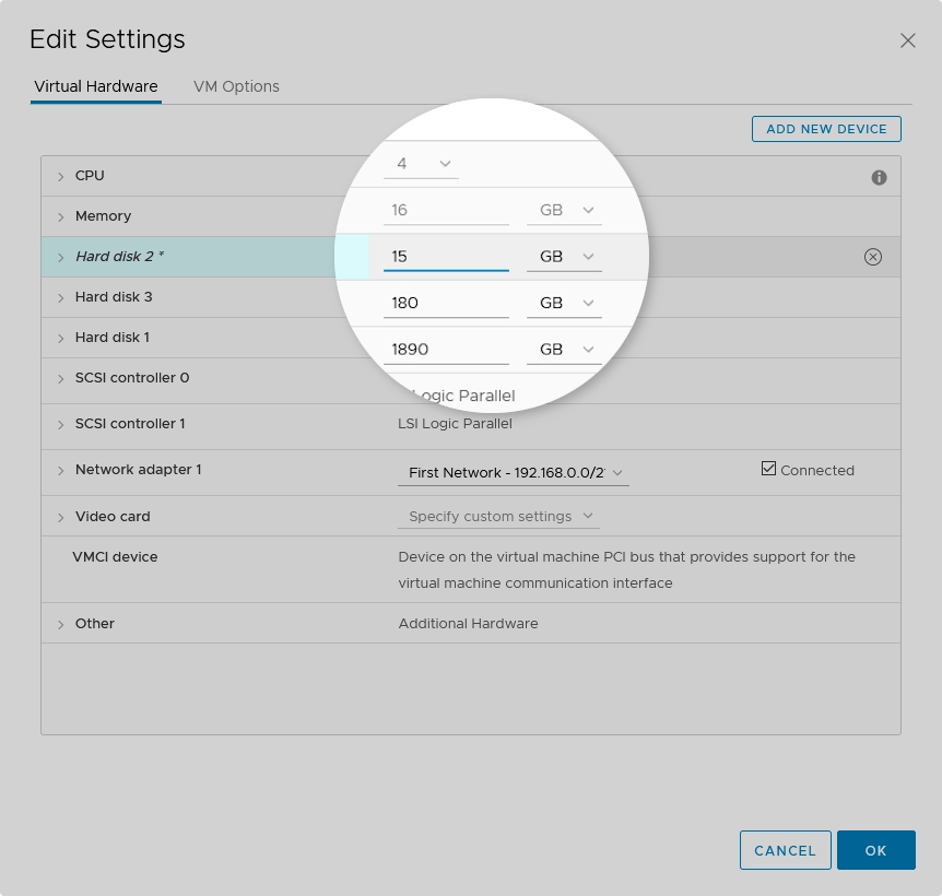 Disk size