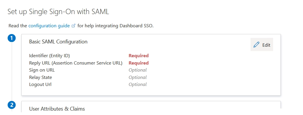 Edit basic SAML configuration