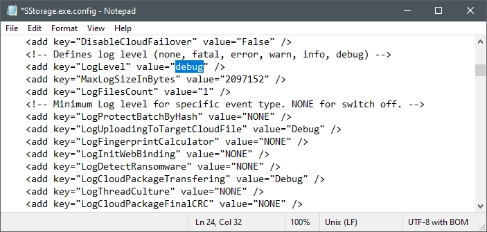 Edited configuration file