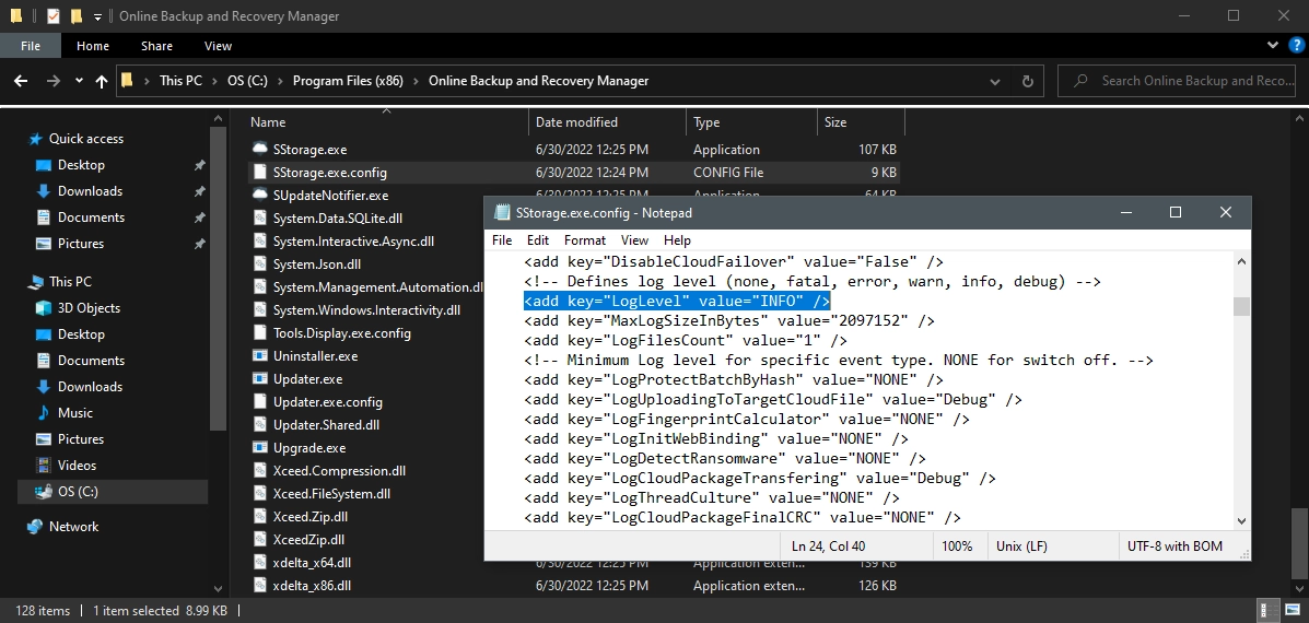 Open configuration file
