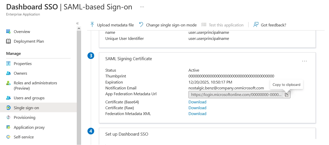 Copy metadata URL address