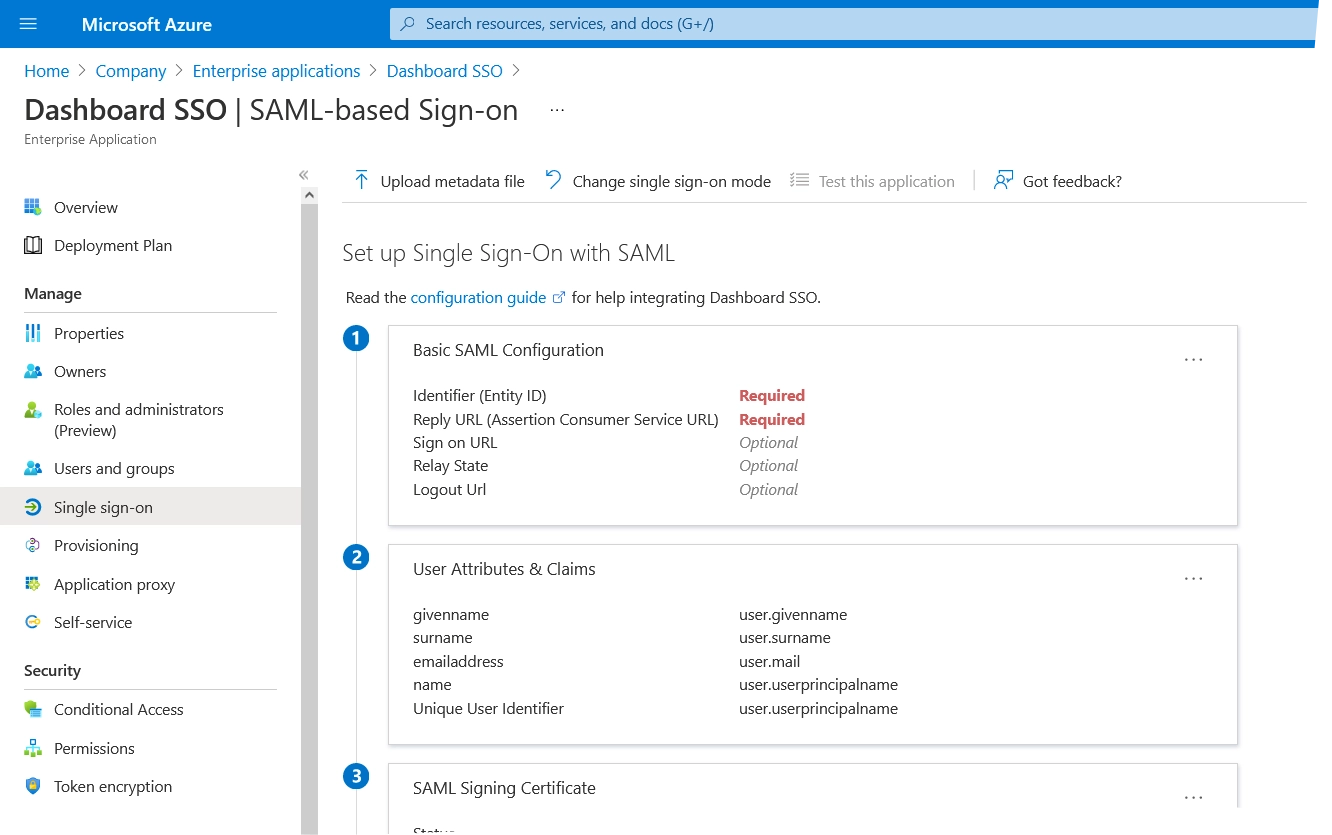SSO configuration