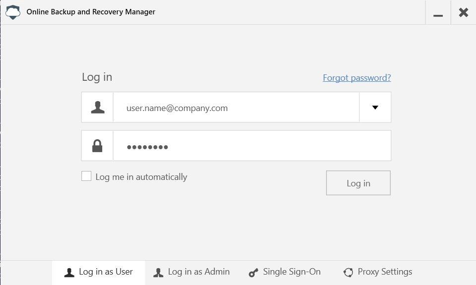 Backup account sign-in form