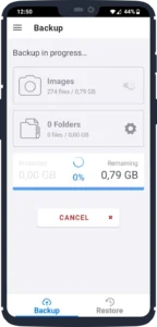 Backup progress