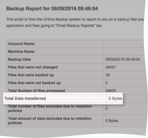 Backup report