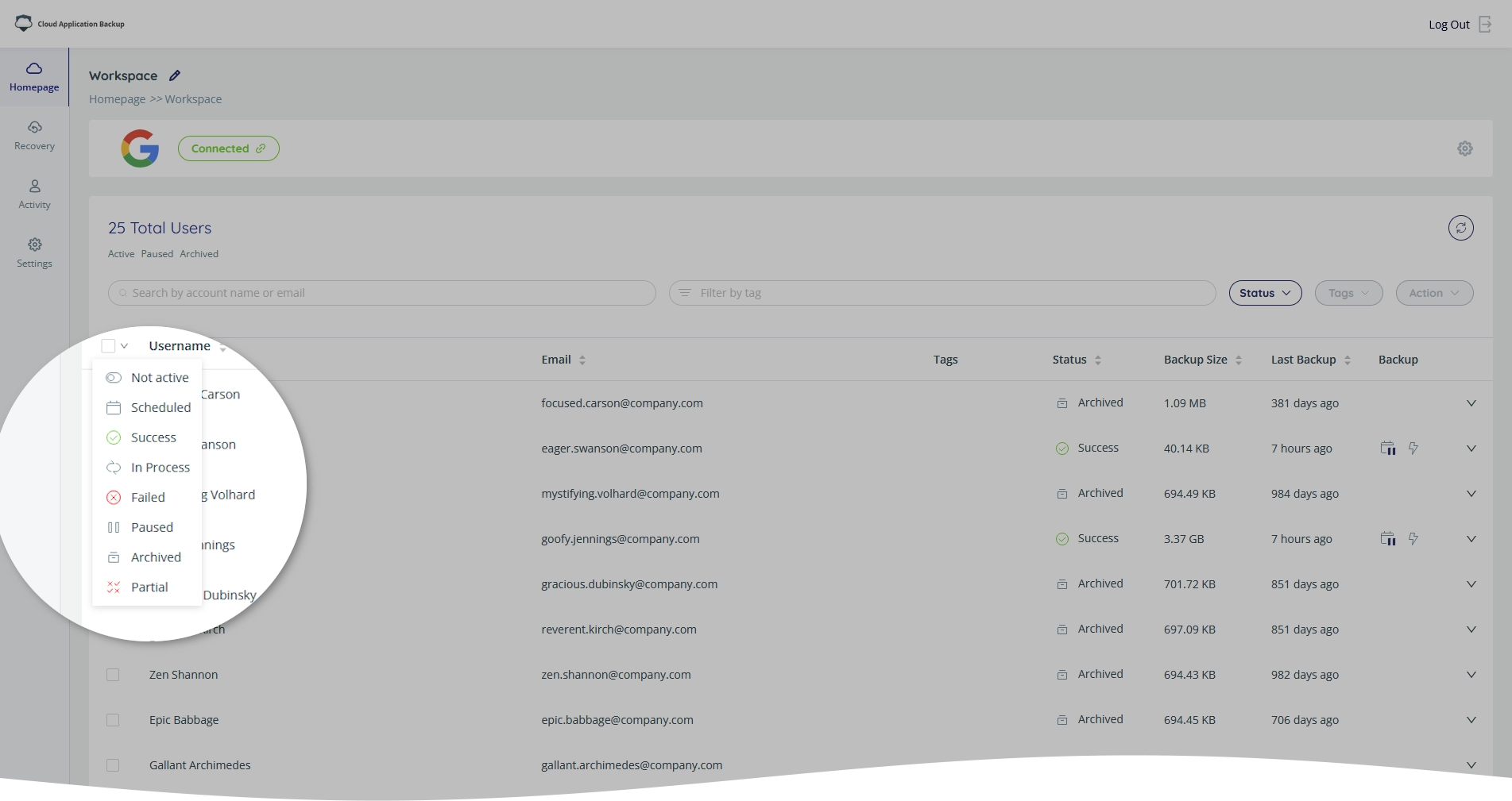 Batch account selection