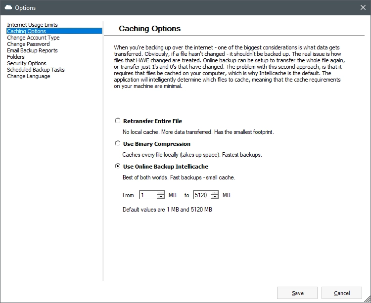 Caching options