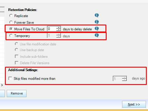 Retention policies