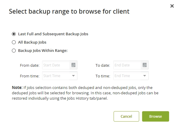 Client browse and restore