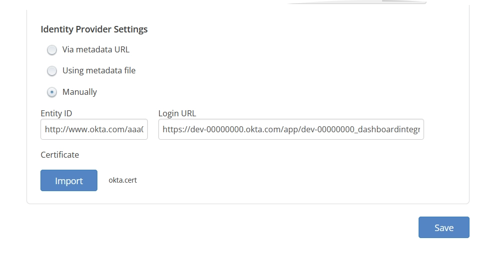 Manual configuration