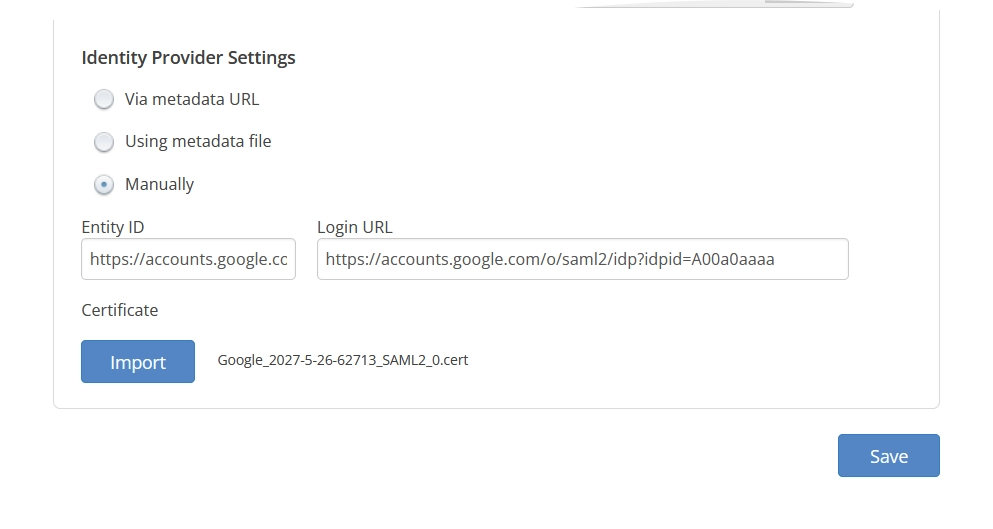 Configure SSO manually