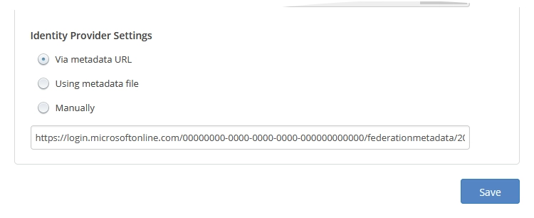 Enter metadata URL address