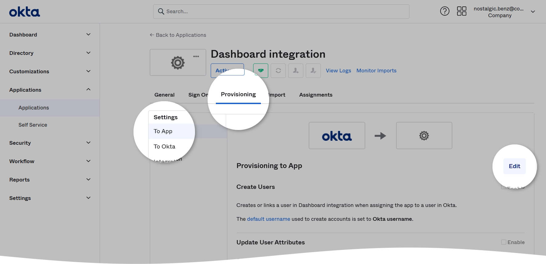 Configure provisioning to app