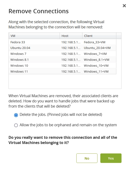 Remove connection