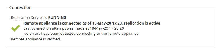 Replication connection status