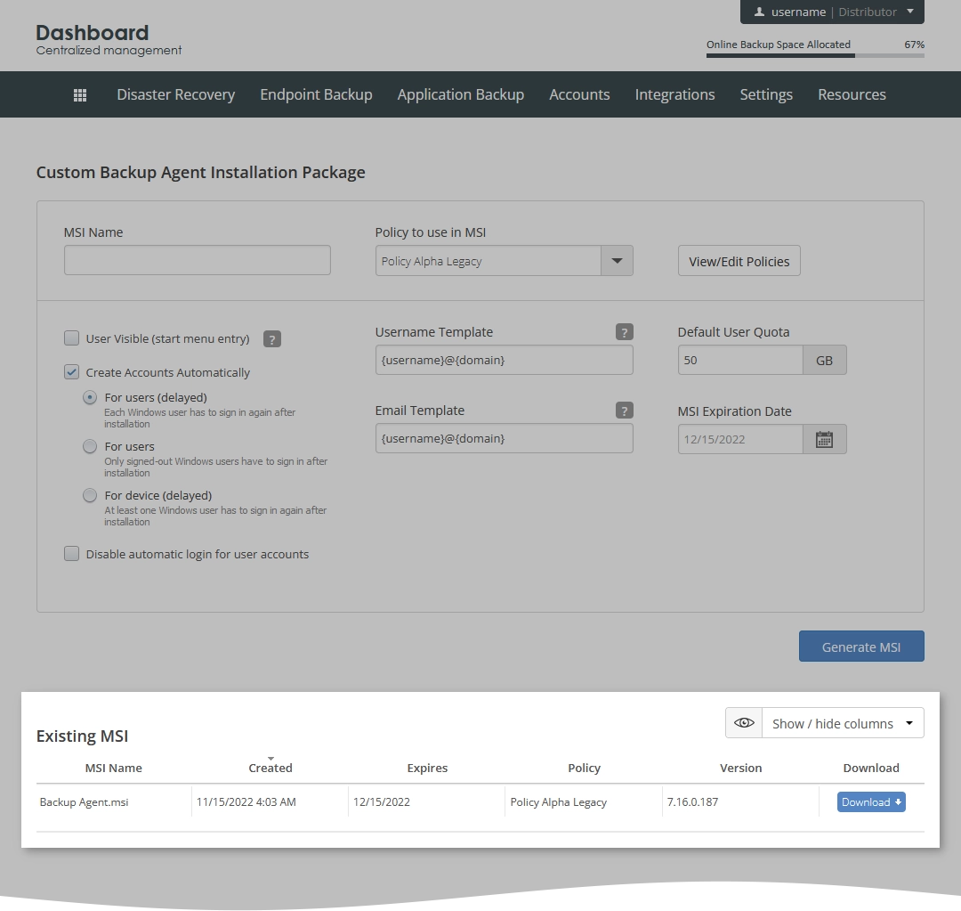 List of the custom installation packages