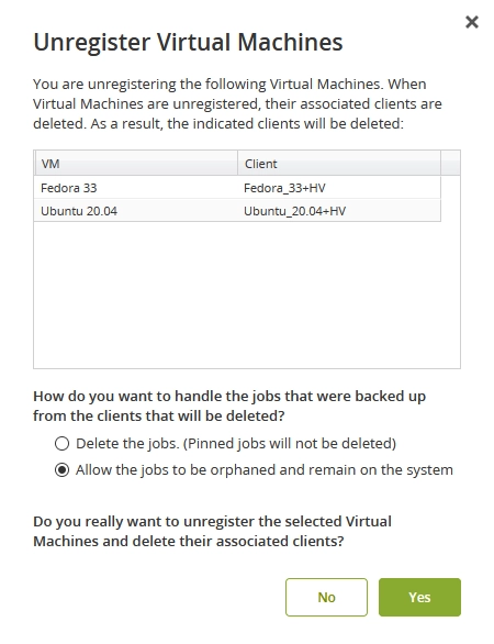 Unregister VM options